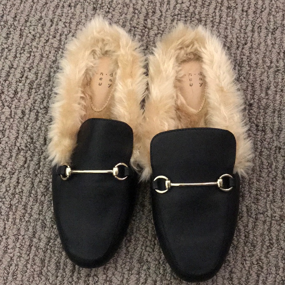 A New Day Faux Fur lined loafer slides